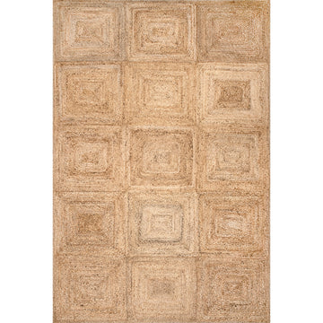 Juniper Tiled Jute Area Rug, Natural 10''x14''