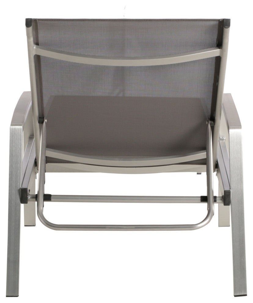 GDF Studio Joy Outdoor Mesh and Aluminum Chaise Lounge, Set of 4, Gray