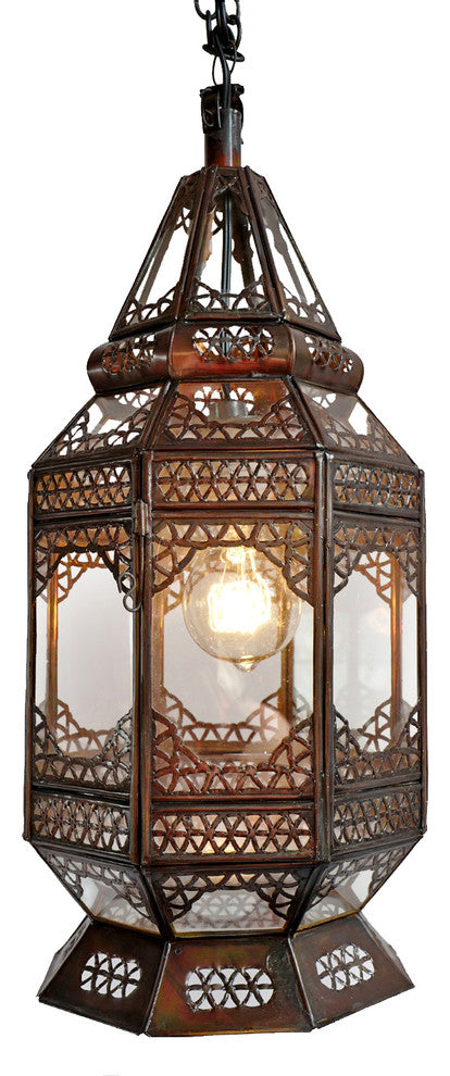 Moorish Tin and Clear Glass Lantern