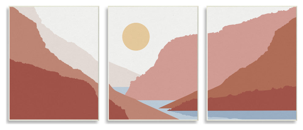 Southwestern Stream Flowing Mountain Landscape Collage, 3pc, each 13 x 19