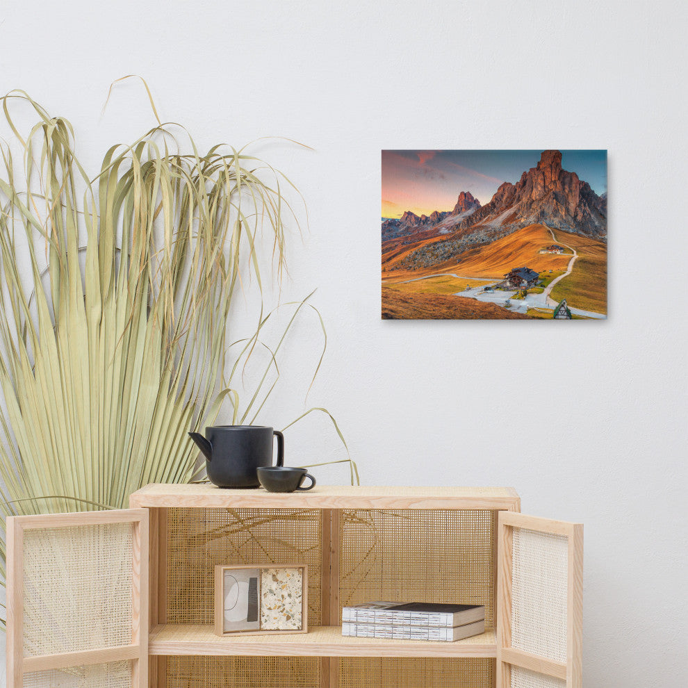 Sunset and Alpine Mountain Pass Landscape Photo Canvas Wall Art Print, 18" X 24"