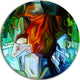 Abstract Stained Glass Design, Abstract Round Wall Art, 38"