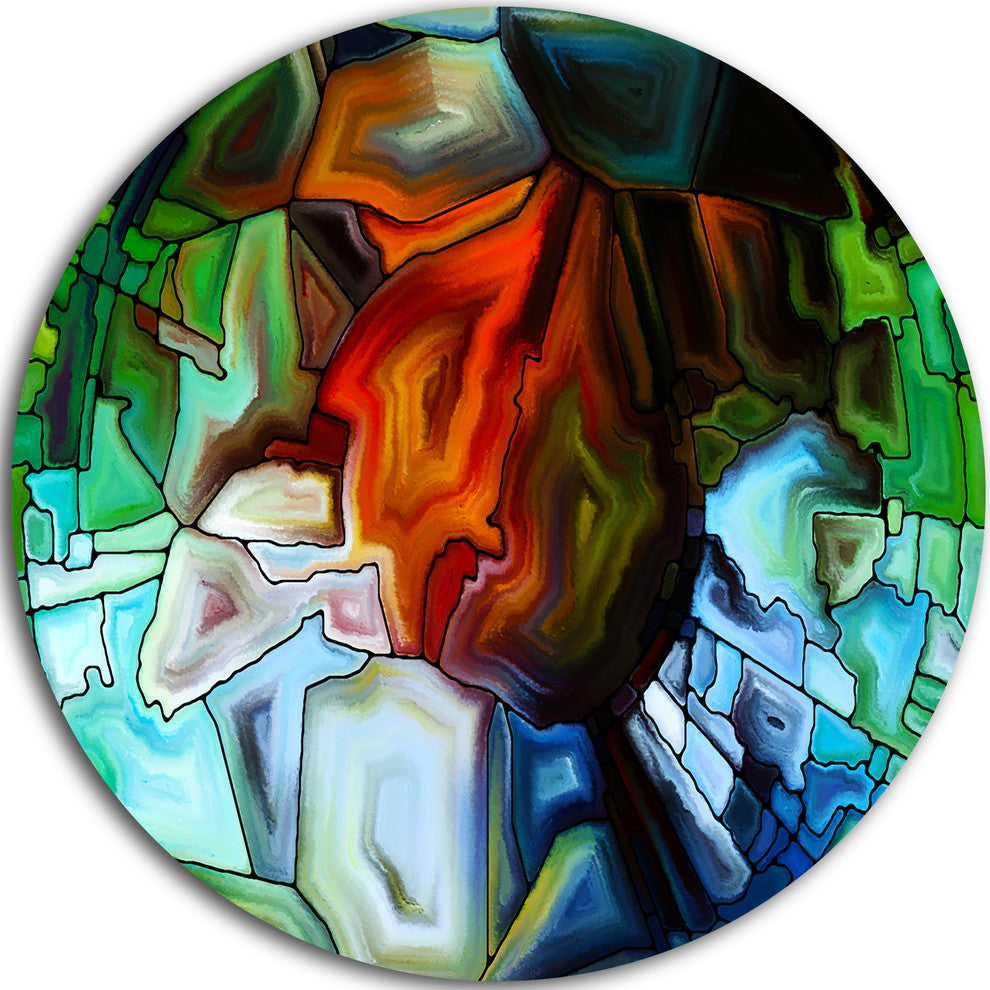 Abstract Stained Glass Design, Abstract Round Wall Art, 38"