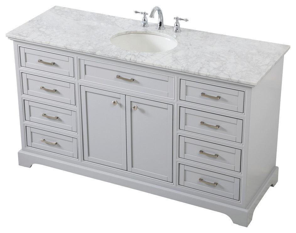 Amber Single Bathroom Vanity, Blue, Grey, 60"