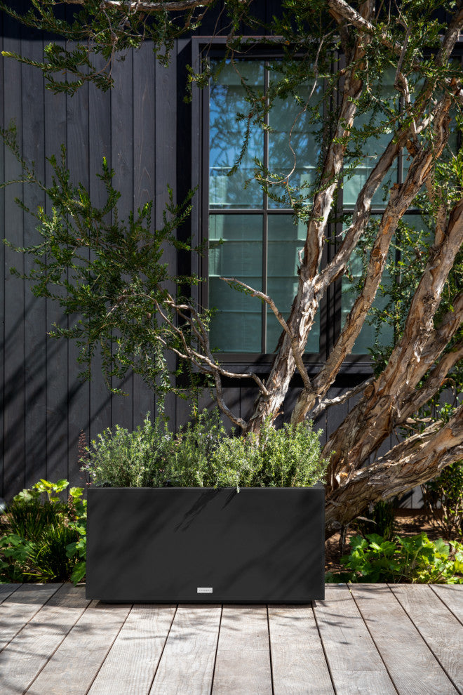 Veradek Block Series Long Box Planter, Black, 16.25"h X 10"w X 32"l