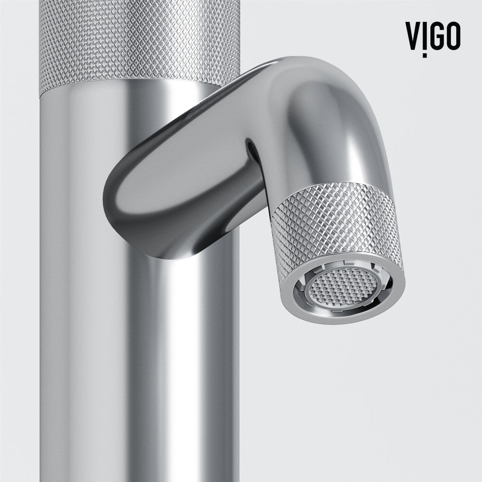 VIGO Apollo 8" H Button Operated Single Hole Bathroom Faucet, Chrome, Without Extras