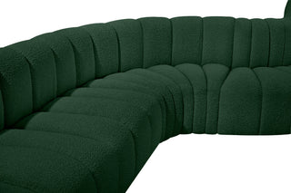 Arc Boucle Fabric Upholstered 8-Pc. Inward Curved Modular Sectional, Green
