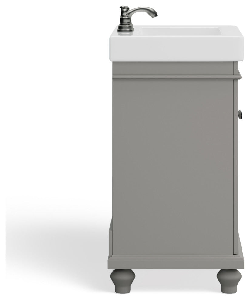 The Monroe Bathroom Vanity, Single Sink, 24", Gray, Freestanding