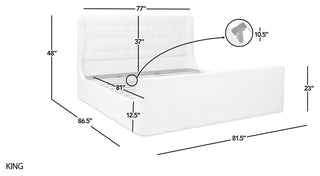 Brooks Contemporary Tufted Shelter Platform Bed, Antique White Polyester, King