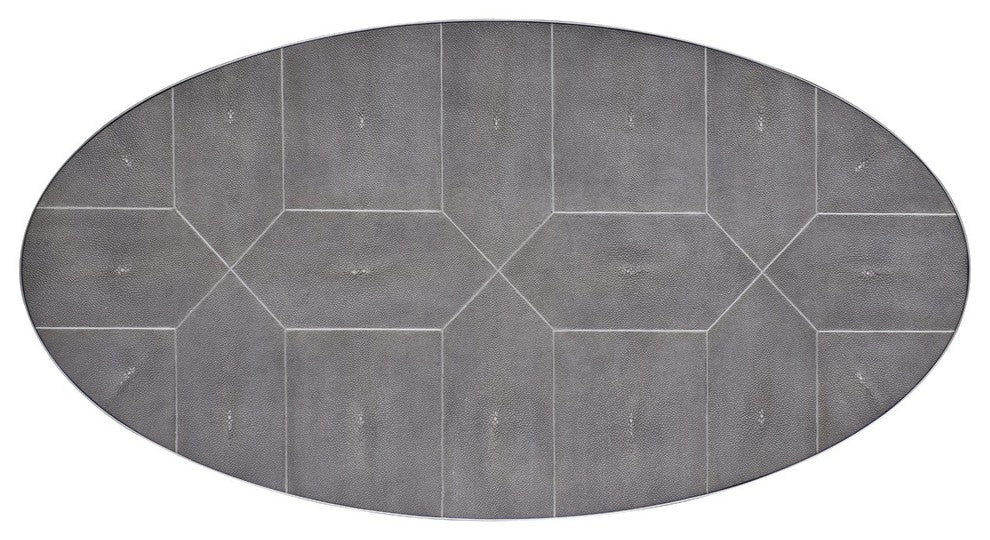 Magnus Coffee Table in Grey Shagreen and Brushed Stainless Steel