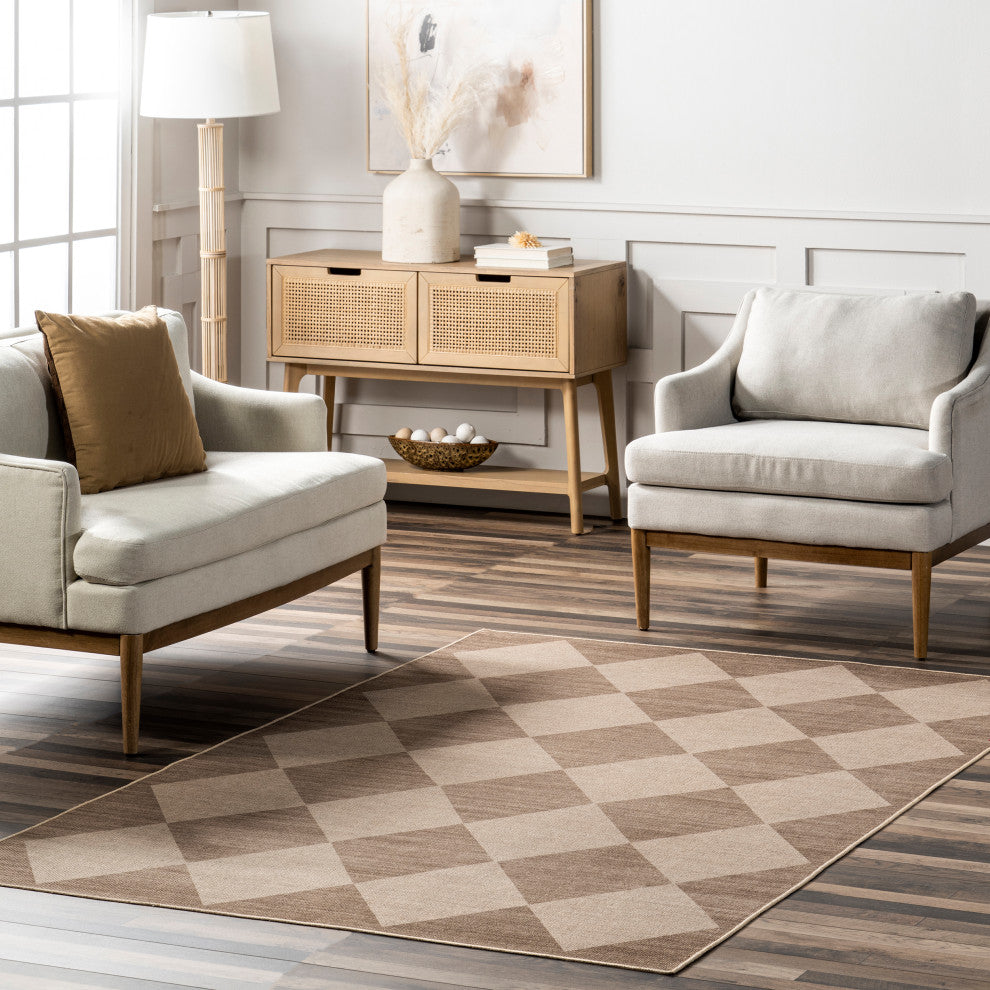 Nuloom Abi Checkered Easy-Jute Washable Rug, Natural 3' x 5'