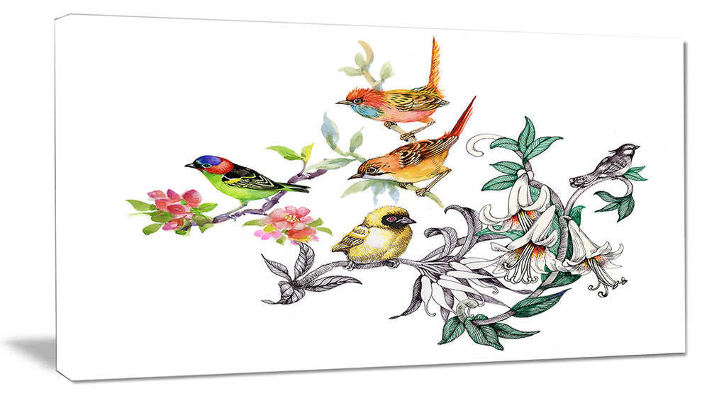 "Tropical Flowers and Birds" Wall Art, 32"x16"