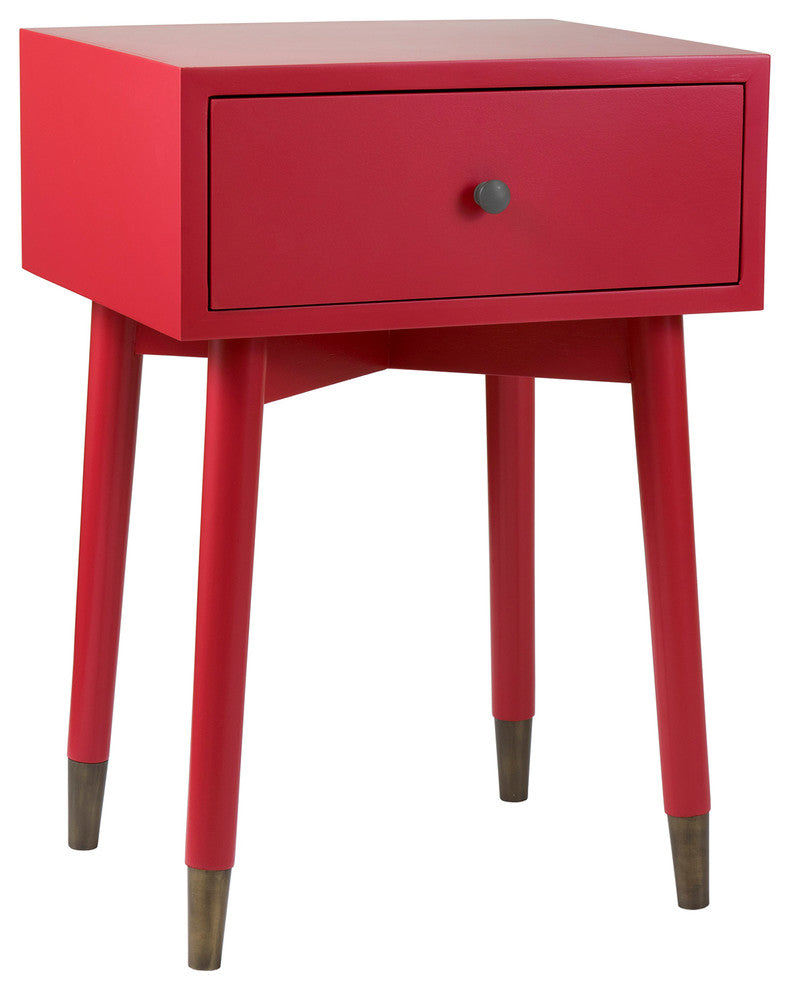 East at Main Weeks Brown Acacia Wood Square Accent Table, Red