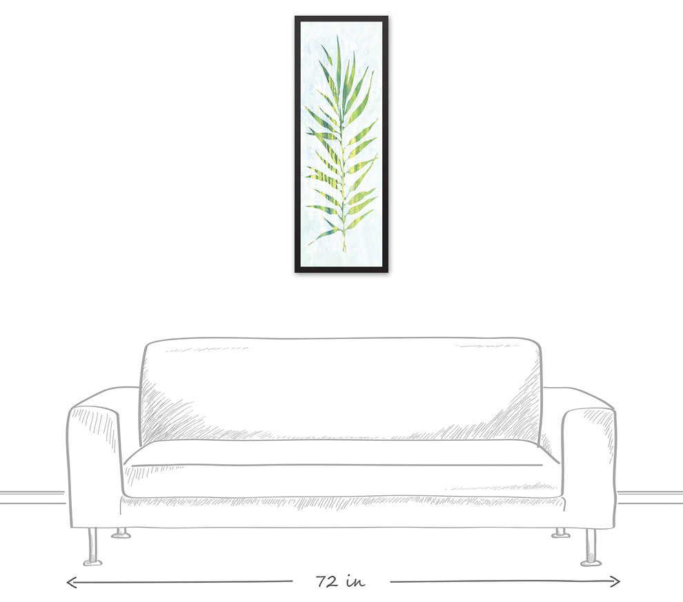 Watercolor Fern Leaf 12x36 Black Framed Canvas
