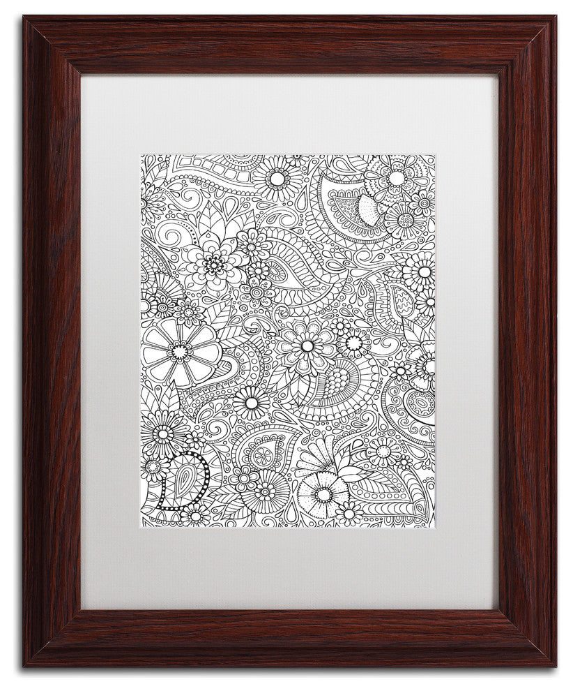 Hello Angel ''Paisley Blooms'' Art, Wood Frame, White Mat, 14x11