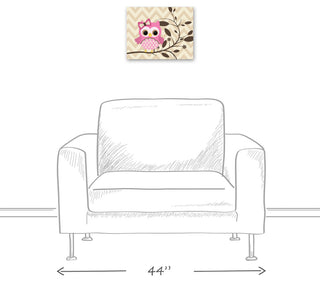 Pink Owl Chevron 14x11 Canvas Wall Art