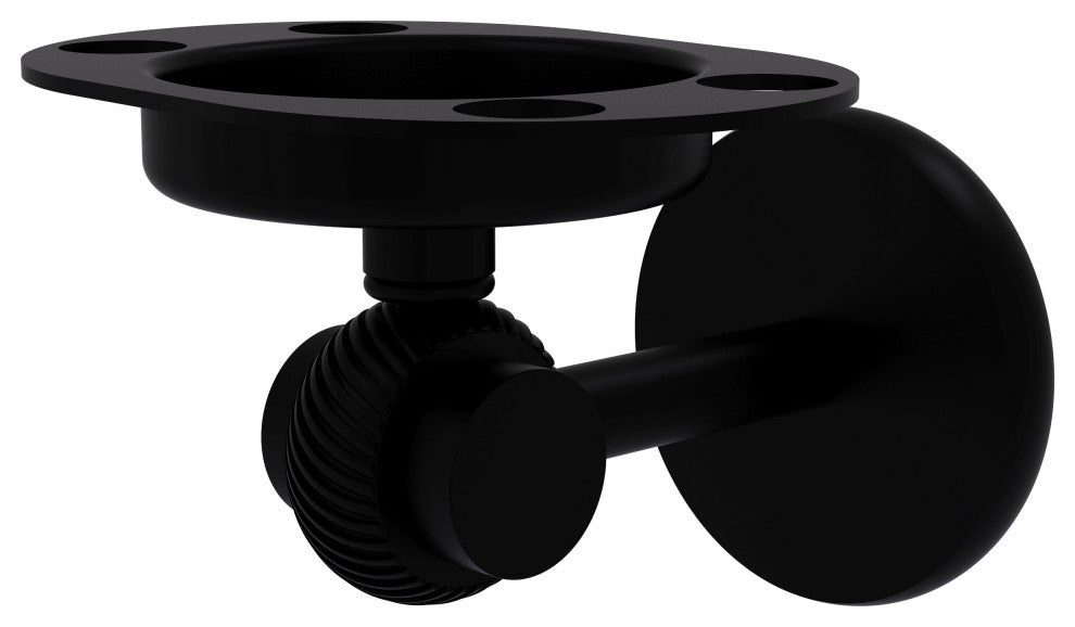 Satellite Orbit Two Toothbrush Holder With Twist Accents, Matte Black
