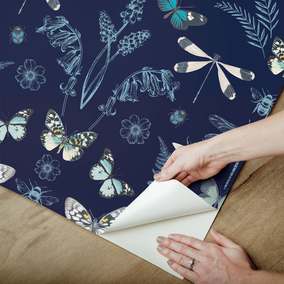 Hidden Treasures Blue Peel and Stick Wallpaper