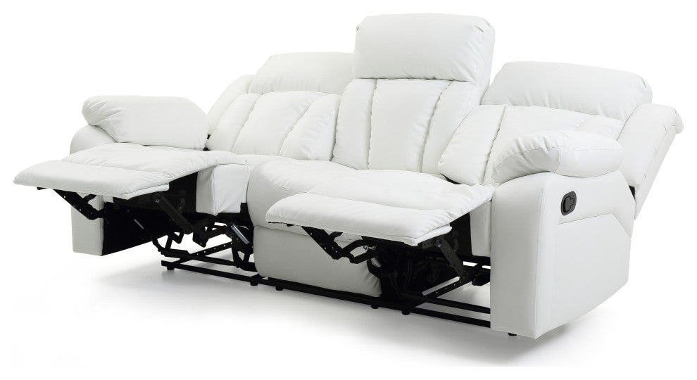 Springfield Reclining Sofa, White Faux Leather