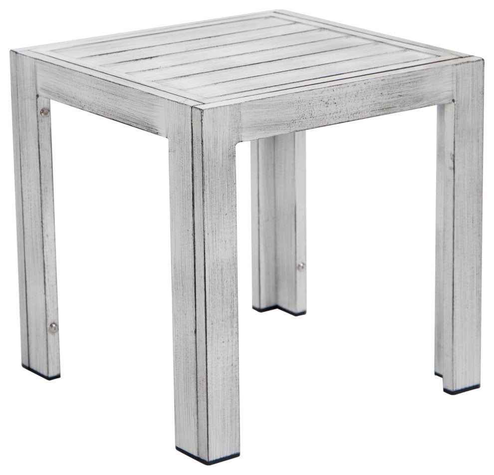 LeisureMod Chelsea Aluminum Weather Resistant Patio Side Table, Weathered Gray
