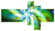 Beautiful Green Flower Petals, Floral Canvas Art Print, 60"x32", 5 panels