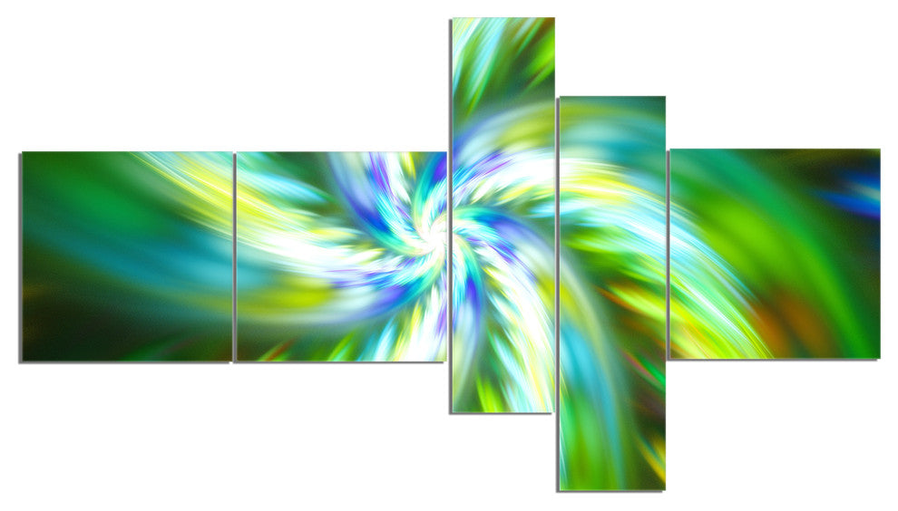 Beautiful Green Flower Petals, Floral Canvas Art Print, 60"x32", 5 panels