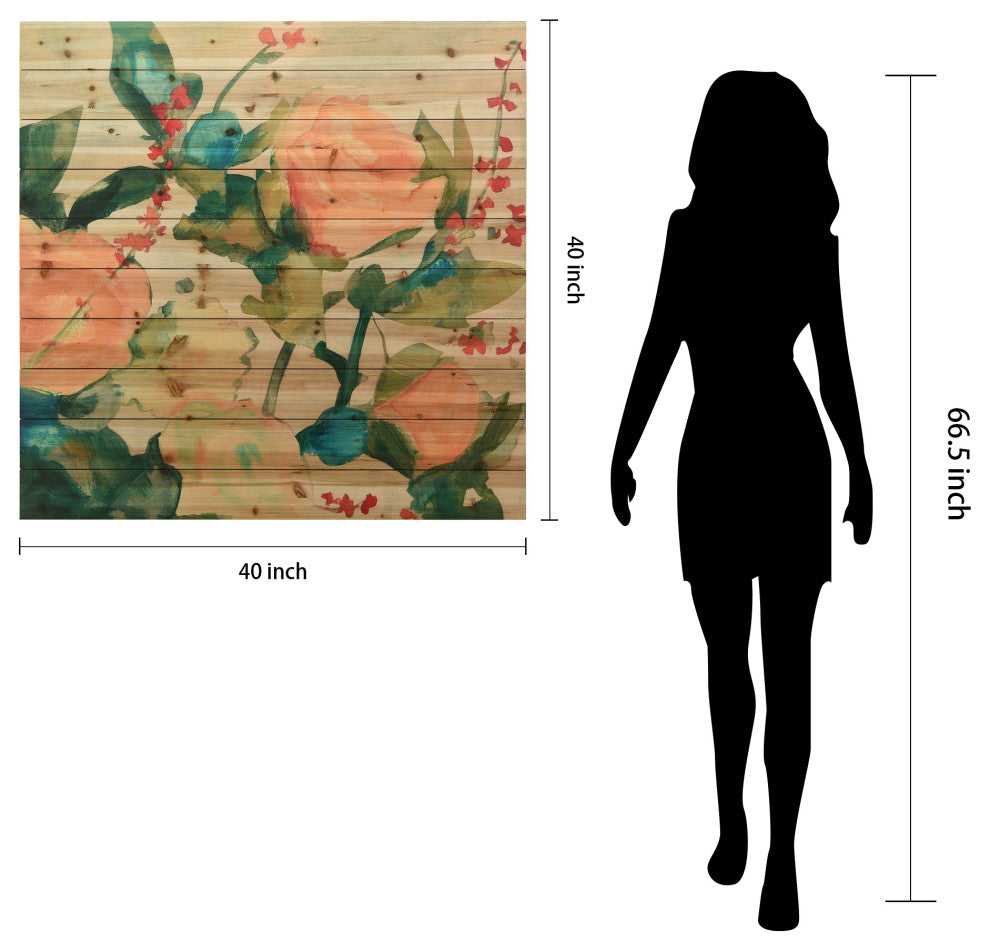 June Bouquet Wall Art Giclee Printed On Solid Fir Wood Planks