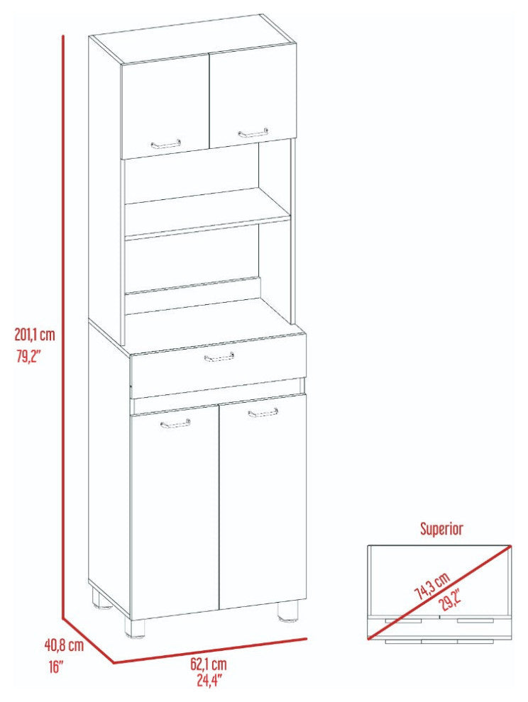 Microwave Cabinet Madison, Kitchen, White