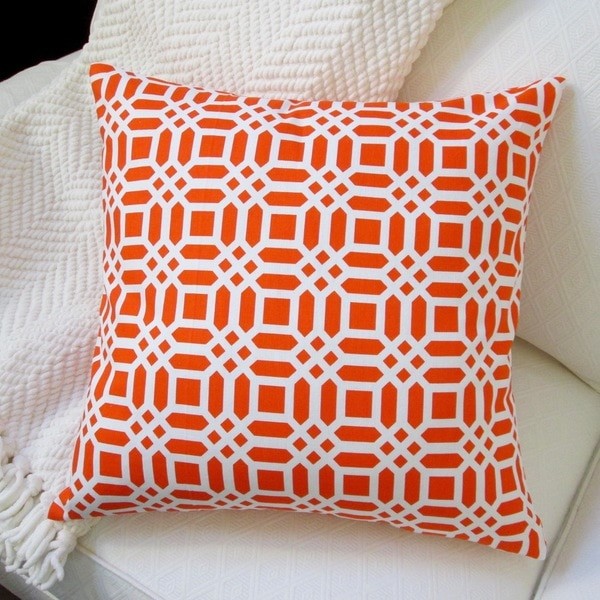 Indoor 20" Vivid Lattice In Navy Blue Or Orange Throw Pillow, Pillow Cover Only,
