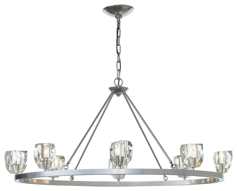 Gatsby 8-Light Chandelier, Sterling Finish, Crystal Accents