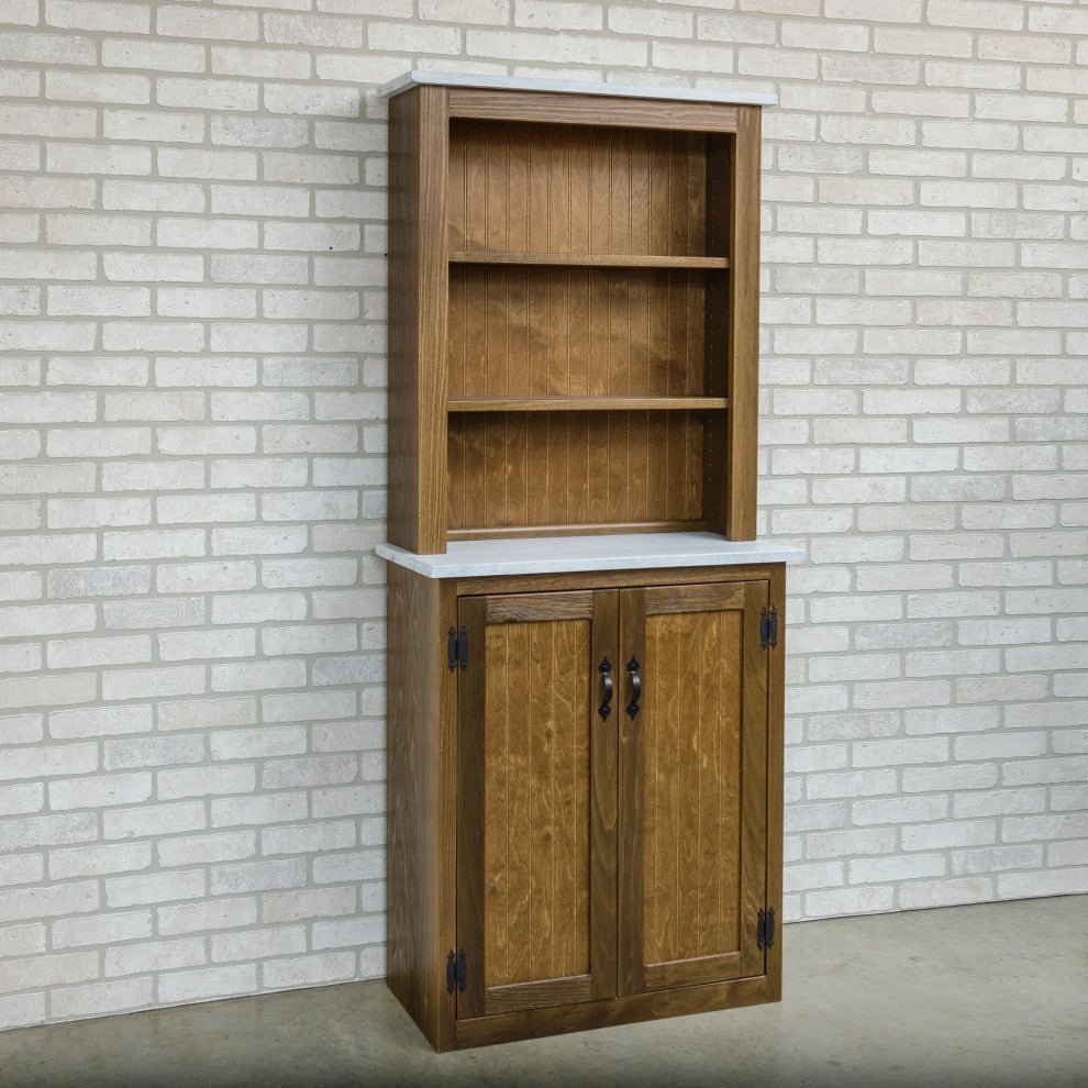72-inch Tall China Cabinet with 3 Shelves and 2 Doors, Natural Brown/ White