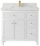 Sonoma 36 Center Sink Reeded Bath Vanity in White 2" Calacatta Nuvo