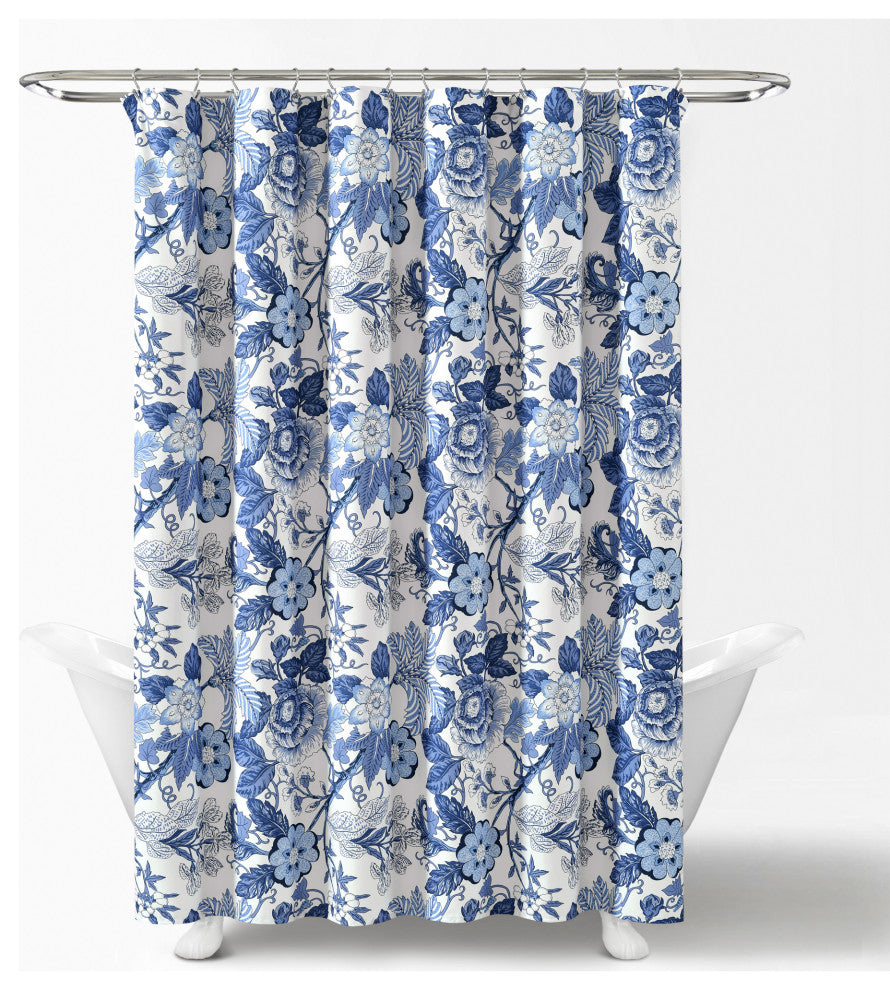Sydney 72"x72" Shower Curtain, Navy/White
