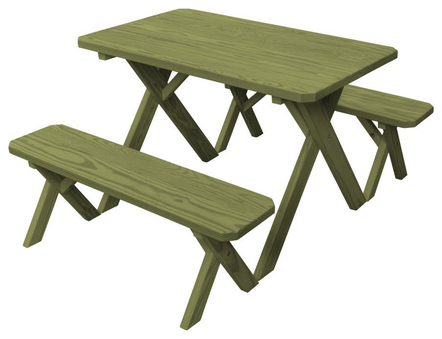Pressure Treated Pine Cross Leg Picnic Table with Benches
