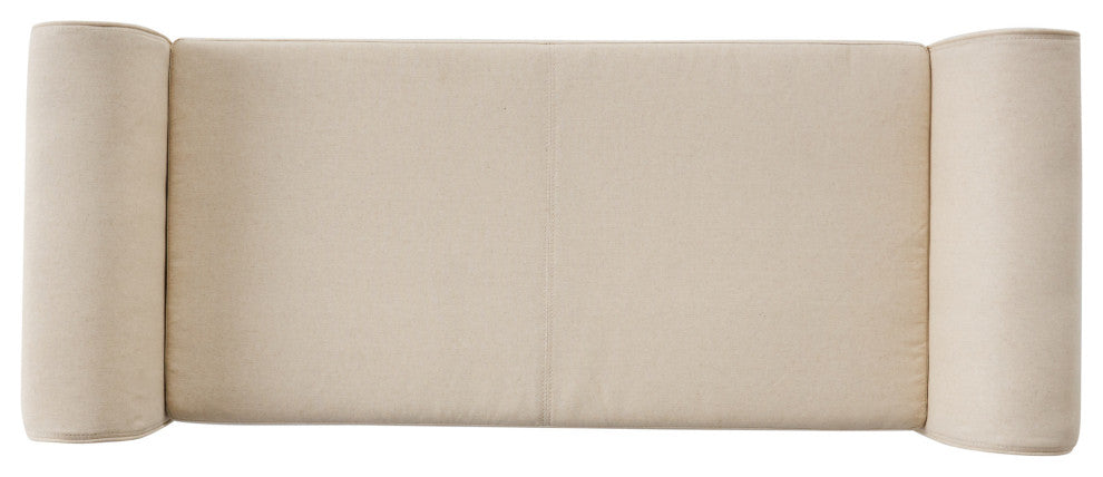GDF Studio Hayes Contemporary Fabric Storage Ottoman Bench with Rolled Arms, Beige