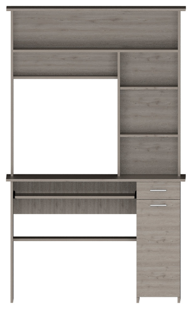Xalo 180 Compu Hutch Desk, Light Gray