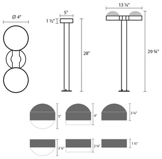 Sonneman 7308.PC.FW-WL REALS 2 Light 28" Tall Integrated LED - Textured Gray