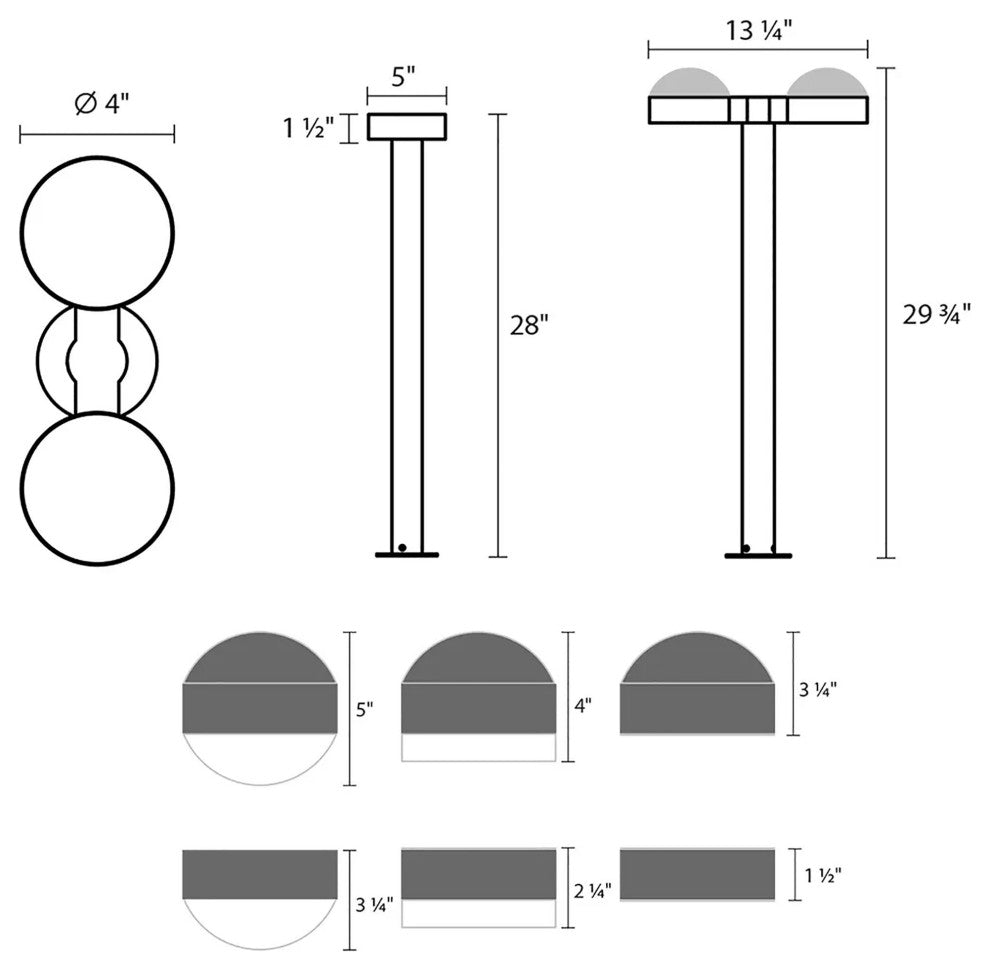 Sonneman 7308.PC.FW-WL REALS 2 Light 28" Tall Integrated LED - Textured Gray