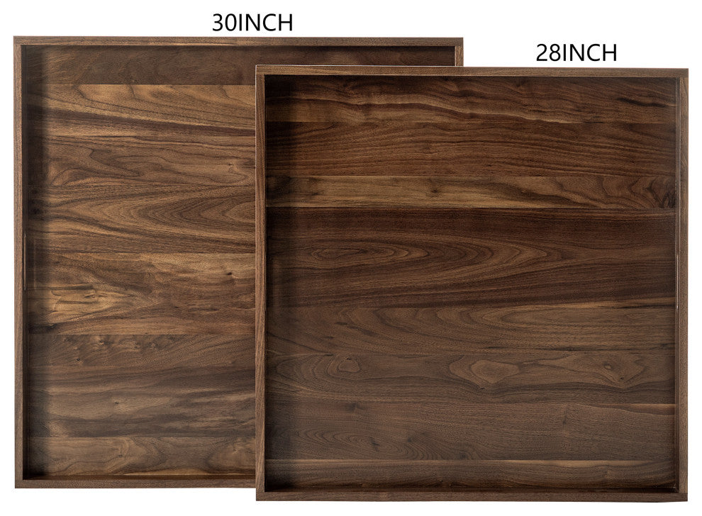 Square Black Walnut Solid Wood Tray Ottoman Tray, 30"