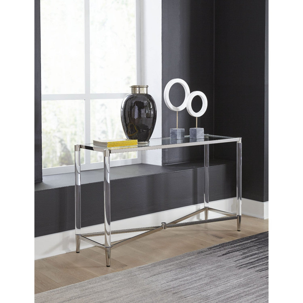 Modus Marilyn Glass and Steel Rectangular Console Table in White