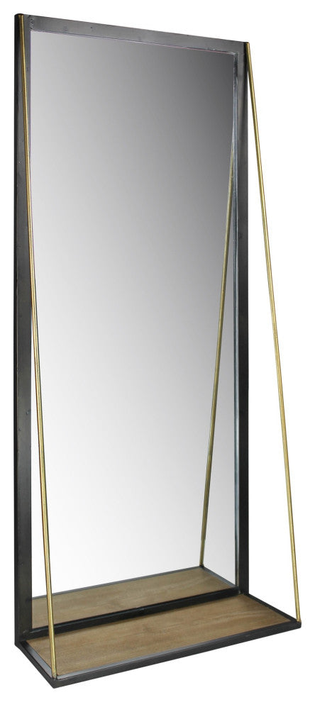 Black Metal Mirror With Shelf