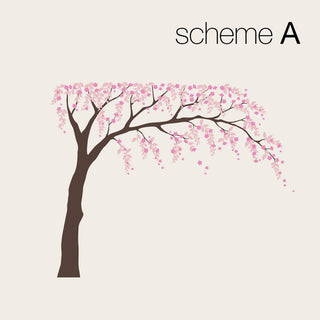 Weeping Willow Tree Decal With Cherry Blossoms, Scheme A, Standard + 15" Ext
