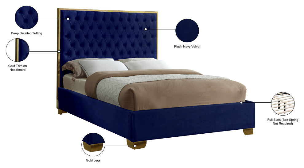 Lana Velvet Bed, Navy, Queen