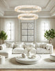 LumenAria Medley 42" LED Two-Tier Alabaster Rocks Ring Pendant