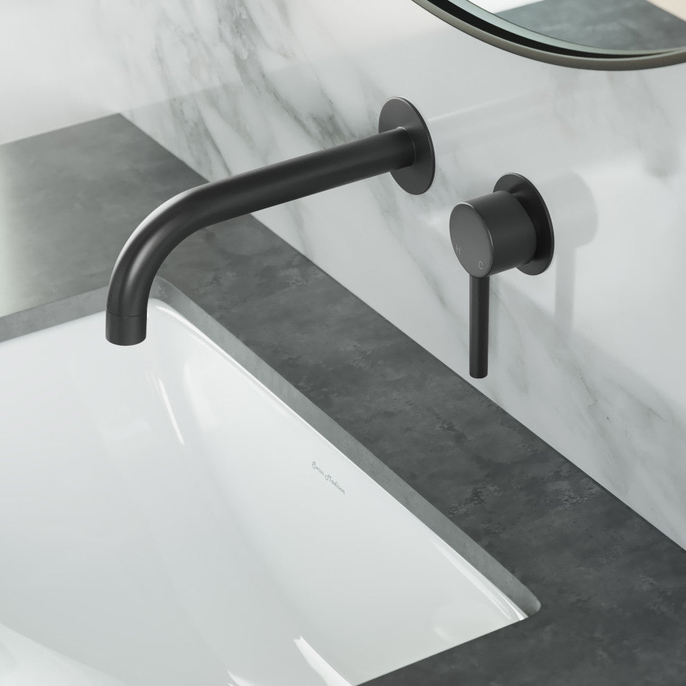 Ivy Single-Handle, Wall-Mount, Bathroom Faucet, Matte Black