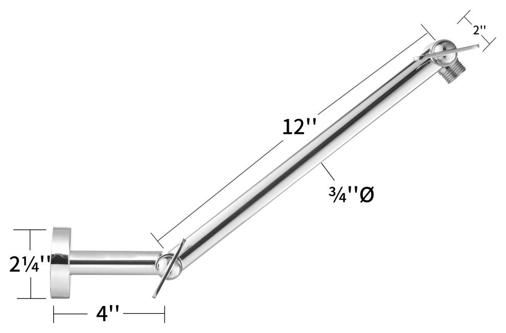 17" Adjustable Rain Shower Arm, Polished Chrome
