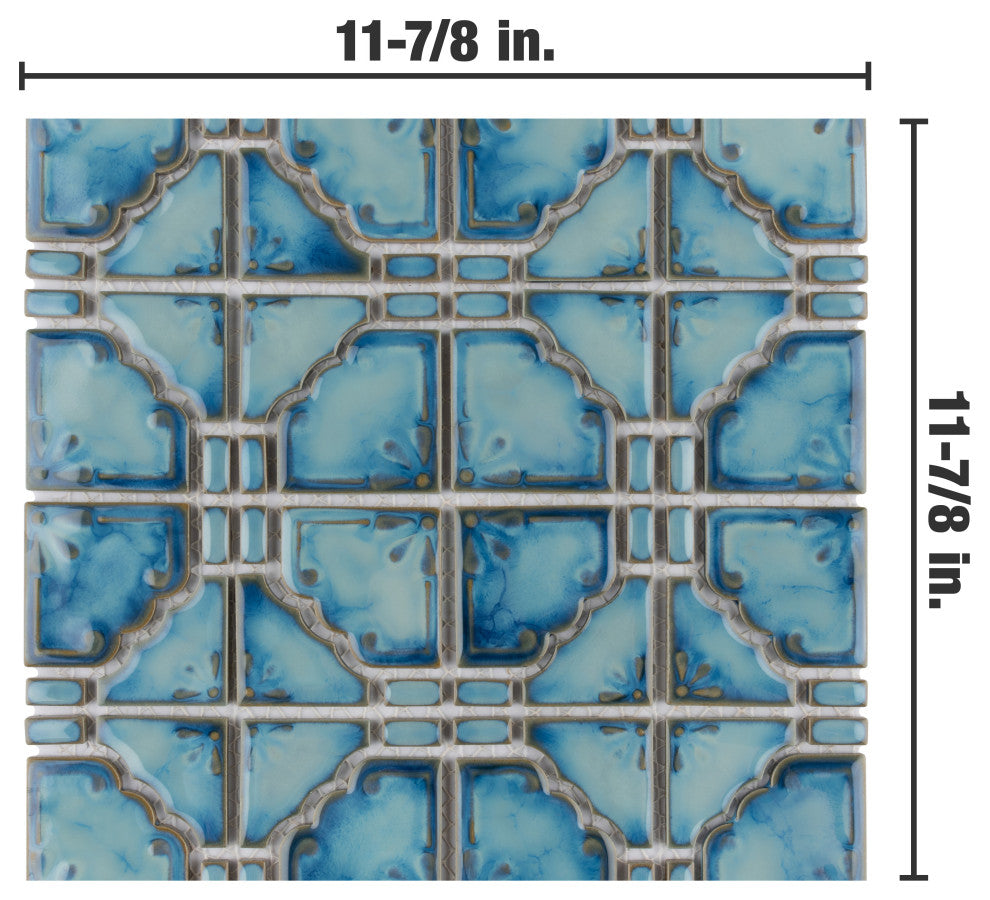 Hudson Moonbeam Porcelain Mosaic Floor and Wall Tile, Marine