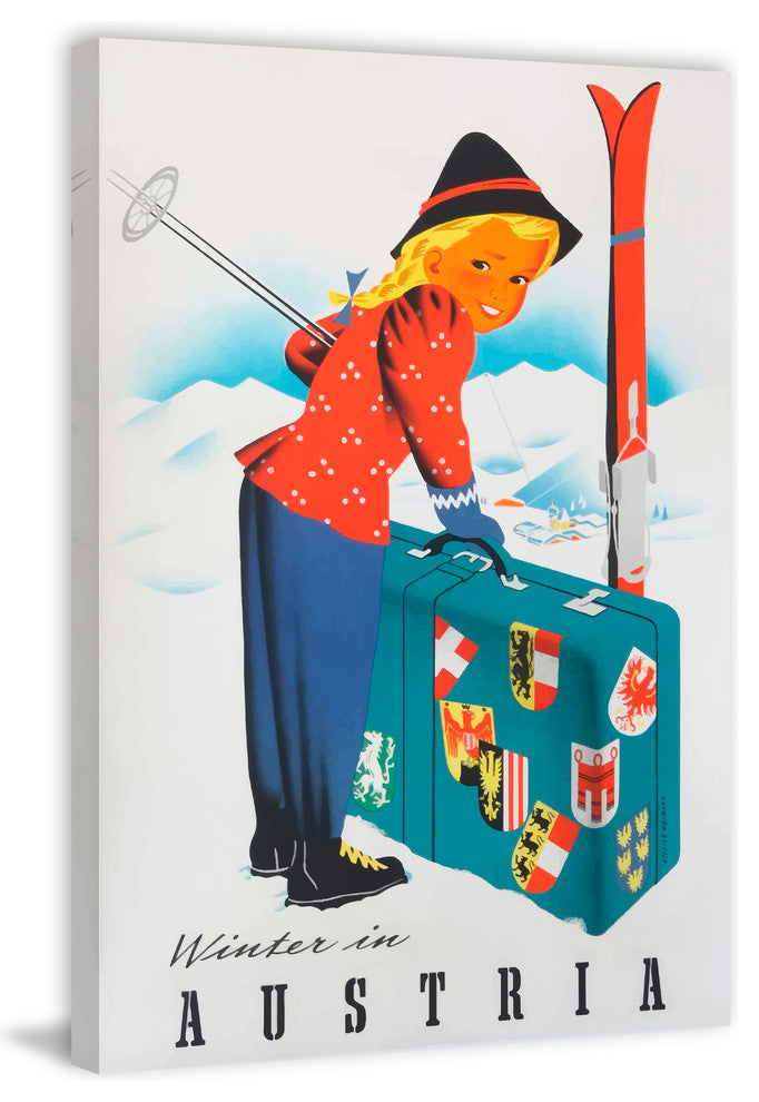 "Winter in Austria" Painting Print on Wrapped Canvas, 24"x36"
