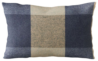 Plutus Blue Squares Plaid Luxury Throw Pillow, 26"x26"