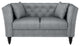 62.2" Chesterfield Loveseat- Tuxedo Arm Velvet Upholstery, Light Gray